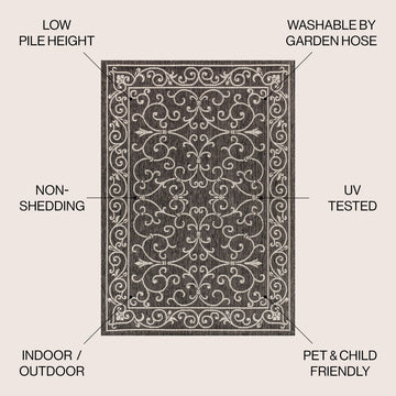 Charleston Vintage Filigree Textured Weave Indoor/outdoor Area Rug